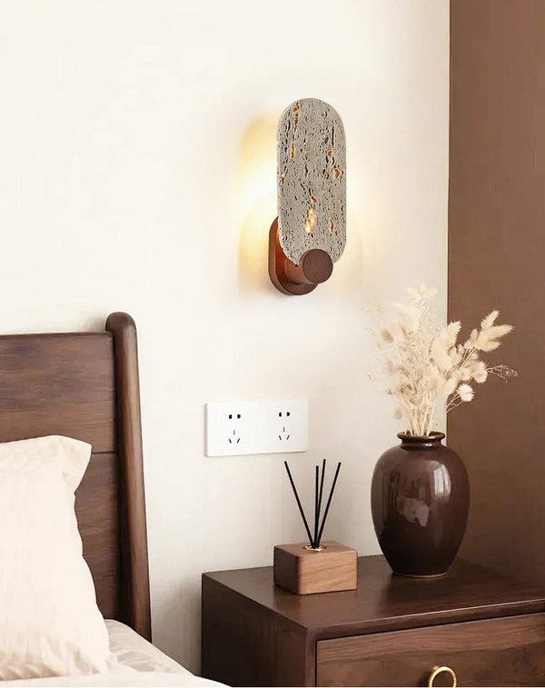yellow travertine walnut wall sconce 10