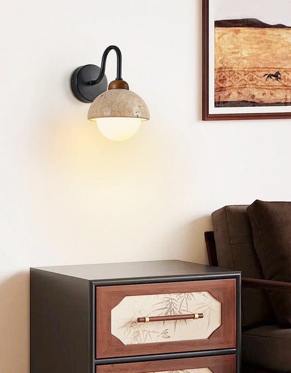 yellow travertine walnut wall sconce 3