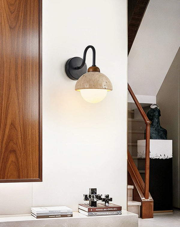 yellow travertine walnut wall sconce 3