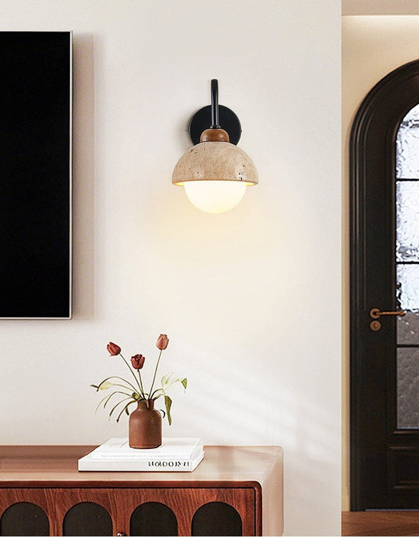 yellow travertine walnut wall sconce 3