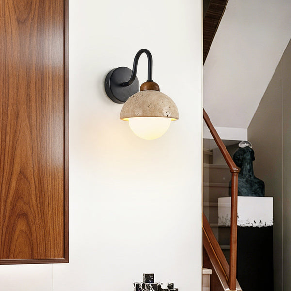 yellow travertine walnut wall sconce 3