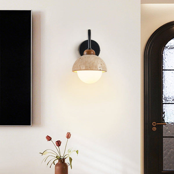 yellow travertine walnut wall sconce 3