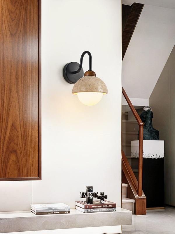 yellow travertine walnut wall sconce 3