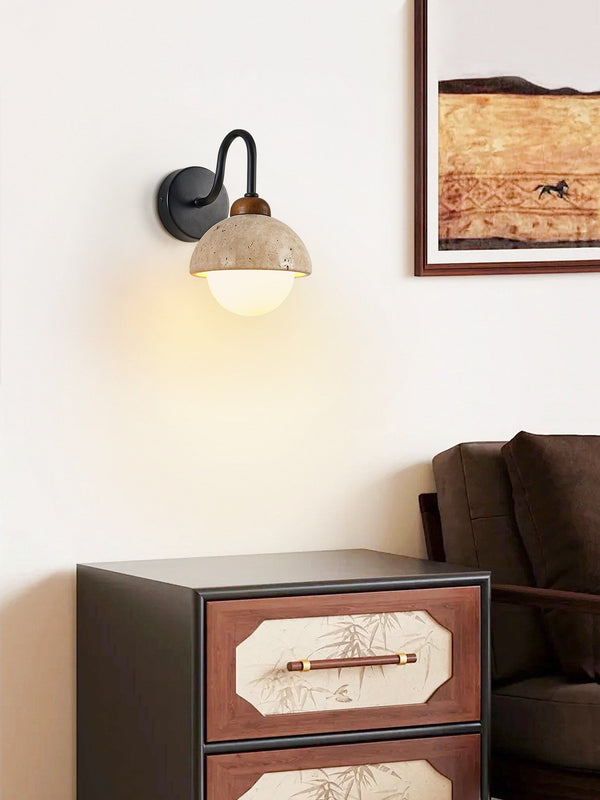 yellow travertine walnut wall sconce 3