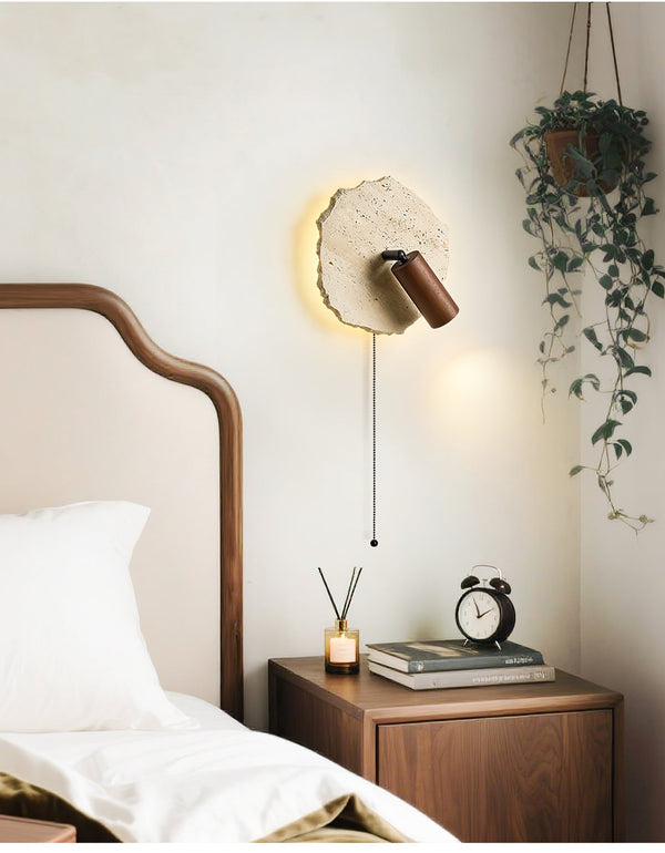 yellow travertine walnut wall sconce 6