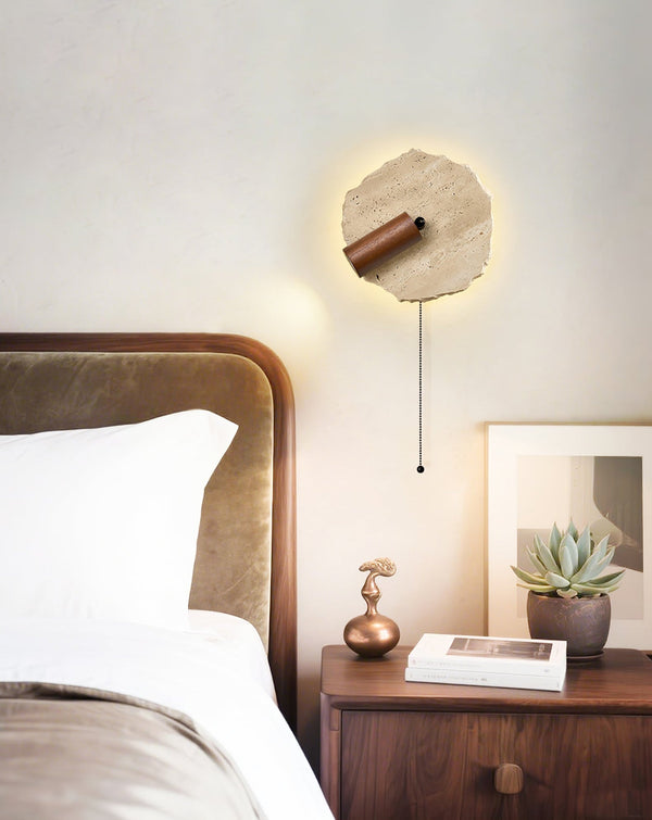 yellow travertine walnut wall sconce 6
