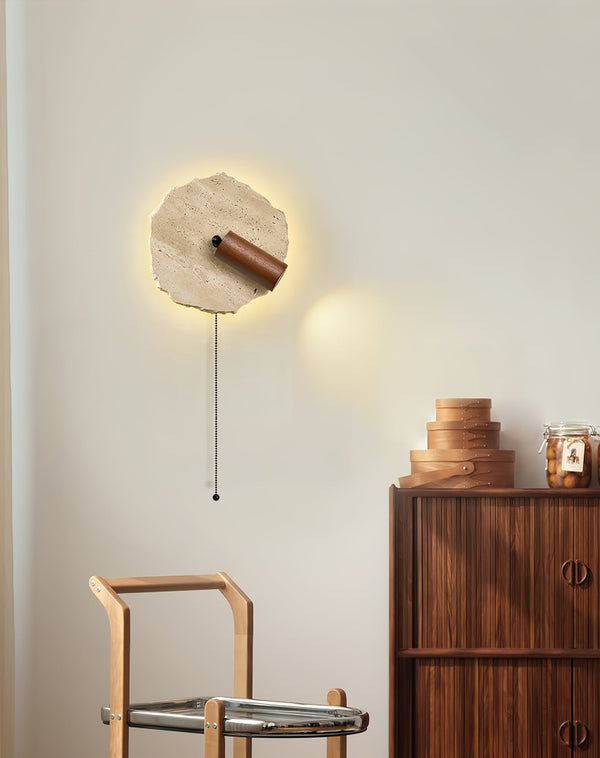 yellow travertine walnut wall sconce 6