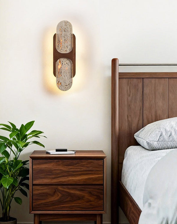 yellow travertine walnut wall sconce 8