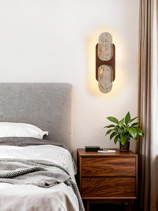 yellow travertine walnut wall sconce 8