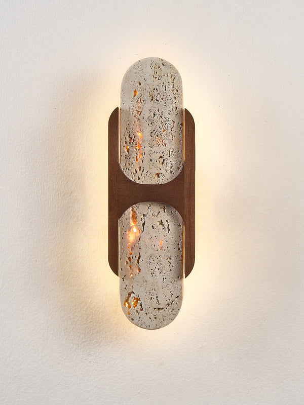 yellow travertine walnut wall sconce 8