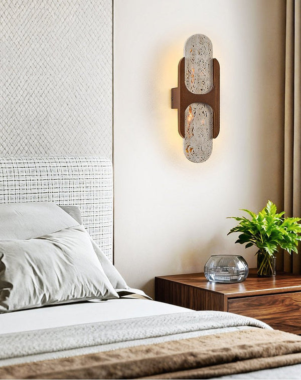 yellow travertine walnut wall sconce 8