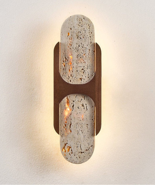 yellow travertine walnut wall sconce 8
