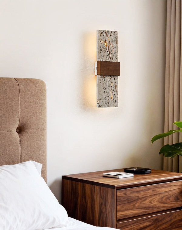 yellow travertine walnut wall sconce 9