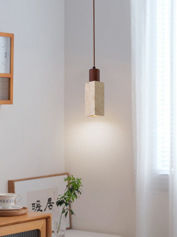 yellow travertine wood chandelier