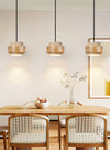 yellow travertine wood cylinder pendant light 2