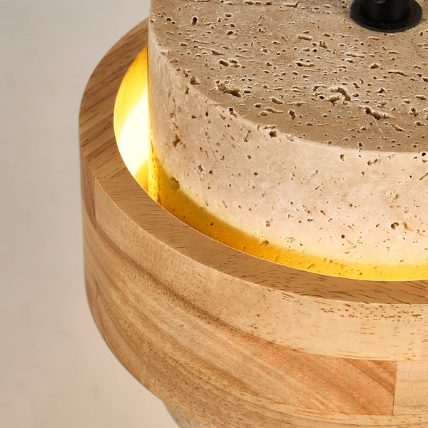 yellow travertine wood cylinder pendant light 2