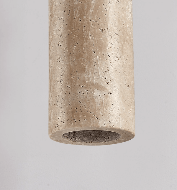 yellow travertine wood cylinder pendant light
