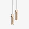 yellow travertine wood cylinder pendant light