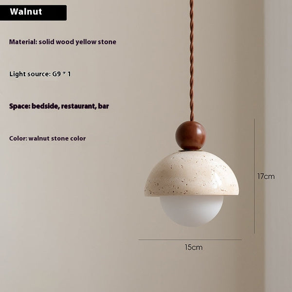 yellow travertine wood hemispherical small chandelier bedroom