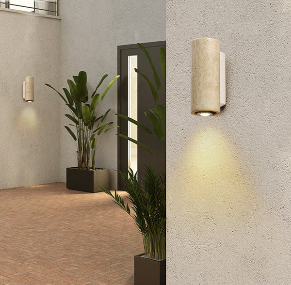 yellow travertine wood wall sconce 3