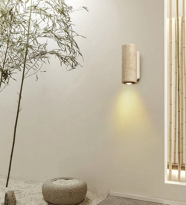 yellow travertine wood wall sconce 3