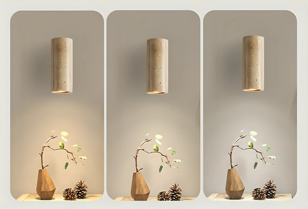 yellow travertine wood wall sconce 3