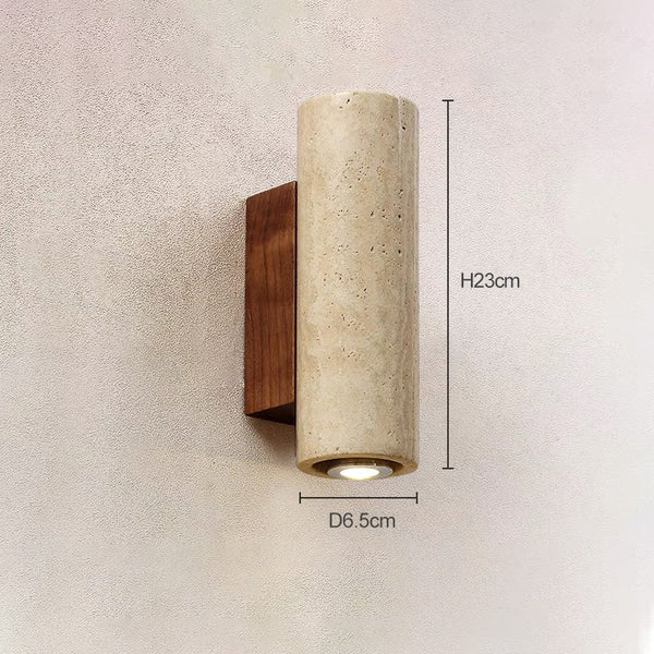 yellow travertine wood wall sconce 3