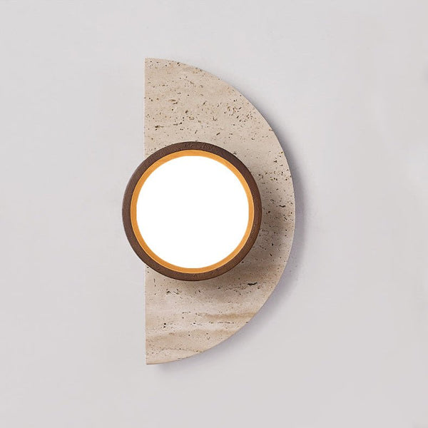 yellow travertine wood wall sconce