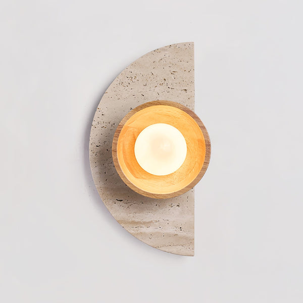 yellow travertine wood wall sconce