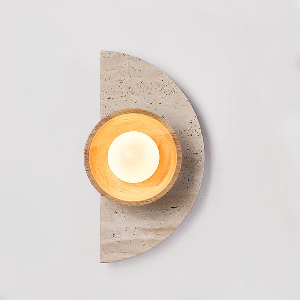 yellow travertine wood wall sconce