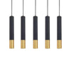 Elongated Cylinder Black And Gold Metal Shade Led Modern Pendant Light Island Hanging Lights