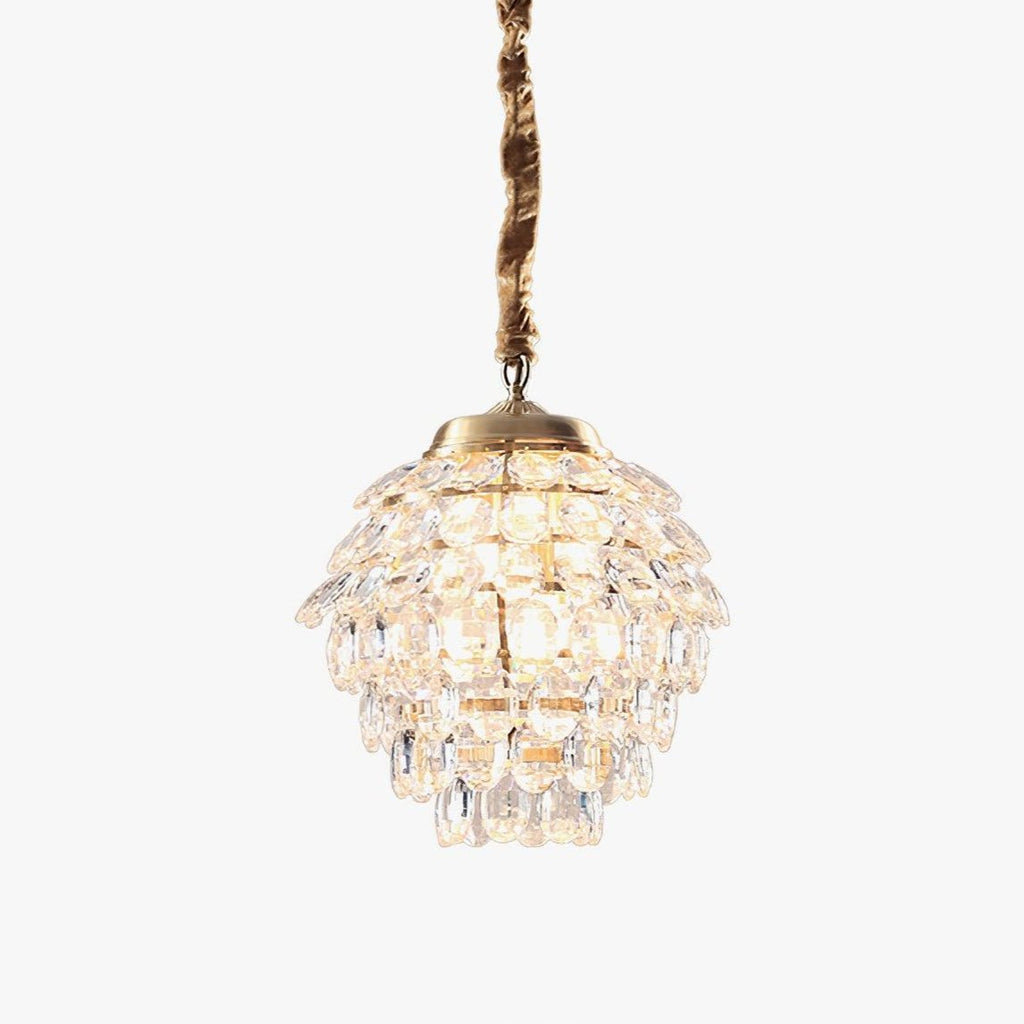 Brass crystal tiered pendant light for entryways and dining rooms