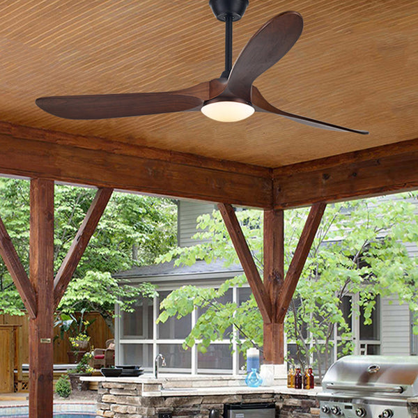 Retro Solid Wood Frequency Conversion Silent Dimming Ceiling Fan With Lights