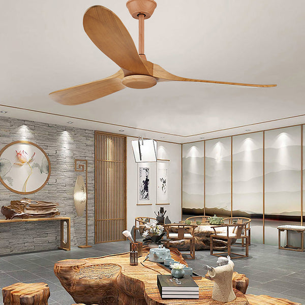 Retro Solid Wood Frequency Conversion Silent Dimming Ceiling Fan With Lights