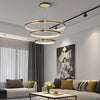 Simple Circles Rings Three Step Dimming Brushed Gold Modern Chandelier