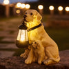 Resin Dog With Lantern Landscape Decor Solar Outdoor Lights