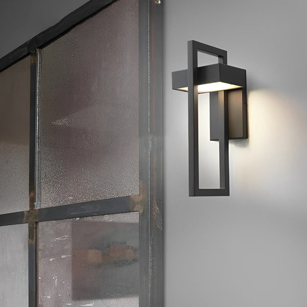 Rectangular Black Outdoor Wall Lamp Ha077342