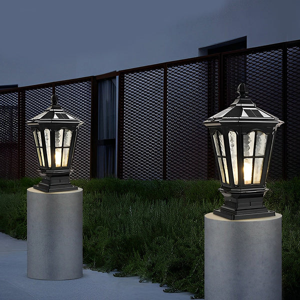 Retro Pavilion Shape Solar Powered Fence Post Light Ha080207