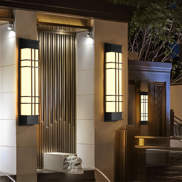 Retro Rectangular Black Outdoor Wall Lamp Li002110