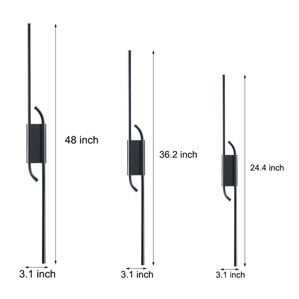 Minimalist Long Strip Aluminum Led Black Nordic Wall Lights Indoor