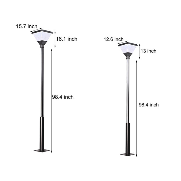 1 Light Black 98 In 118 In Solar Led Square Post Street Light