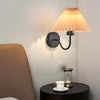 Vintage 1 Light Dimmable Metallic Armed Sconce With Pleated Fabric Shade