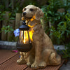 Resin Dog With Lantern Landscape Decor Solar Outdoor Lights