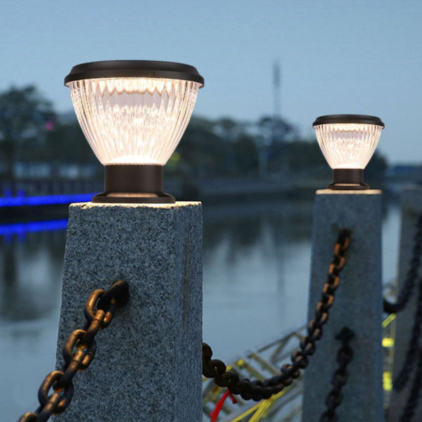 Round Led Black Modern Solar Post Light