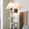 Vintage 1 Light Dimmable Metallic Armed Sconce With Pleated Fabric Shade