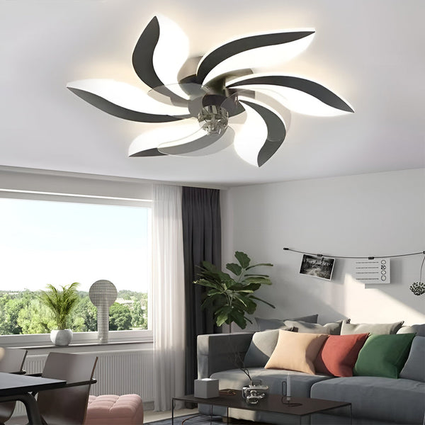 Flower Shaped Three Step Dimming Led Nordic Ceiling Fan Lights