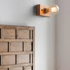 Round Square Vintage Walnut Wood Wall Lamp 1 Light With Pull Chain Switch