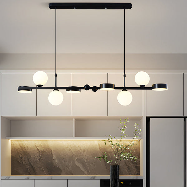 6 8 Light 3Step Dimming Glass Ball Led Long Dining Room Chandelier