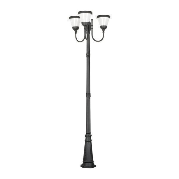3 Light Black Finish Traditional Outdoor Street Light