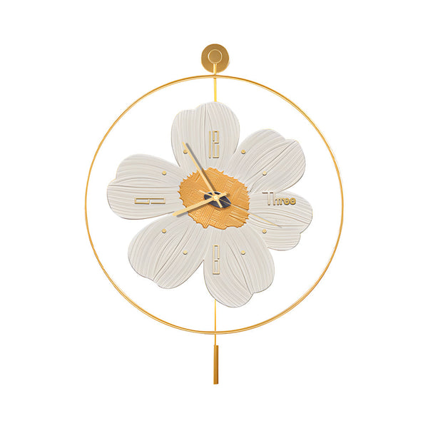 Round Metal Battery Operated Led Flower Wall Clock
